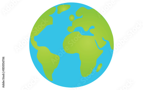 Planet earth global world map continent blue green colors illustration