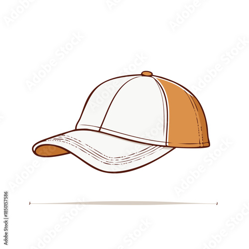 Baseball cap illustration isolated on white, two-toned stylish headwear for sun protection