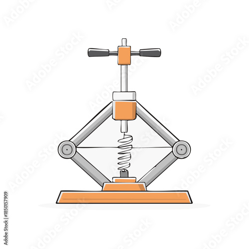 Scissor jack illustration for vehicle lifting, repair, and automotive maintenance