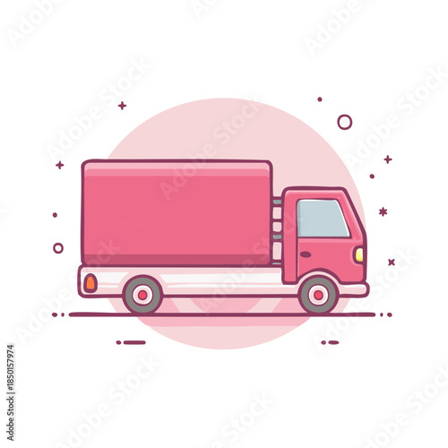 Adorable pink delivery truck vector illustration in cartoon style perfect for logo or children's book imagery