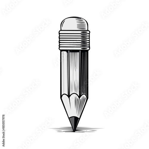 Close up of vintage short pencil with eraser end for school drawing or writing