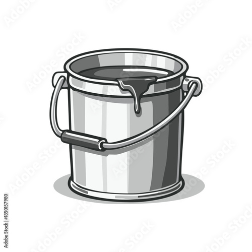 Illustrative Paint Bucket Full of Liquid Paint in a Studio Setup