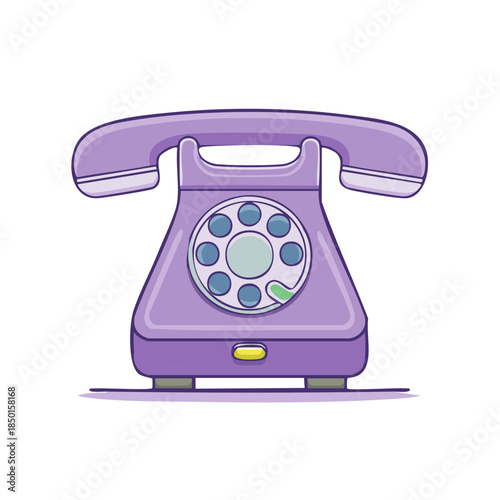 Vintage Purple Rotary Phone Illustration Classic Telephone Design for Communication and Nostalgia