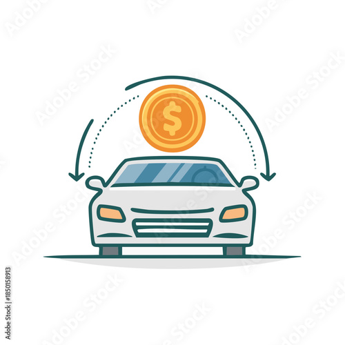 Auto Loan Refinance Concept with Gold Coin Circulation and Car Finance Purchase Concept