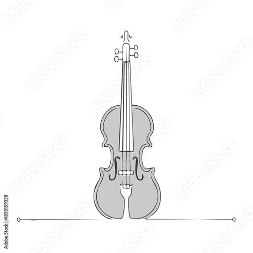 Elegant Violin Illustration Musical Instrument Sketch Black and White Line Art