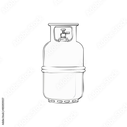 Propane Tank Outline Illustration, Metal Container Sketch, Gas Cylinder, Fuel Storage Vessel, Portable Gas Supply
