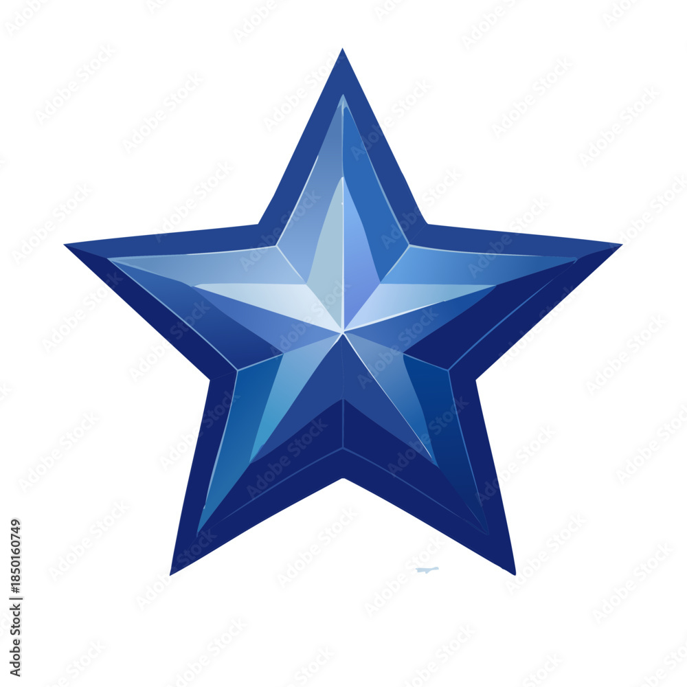 Obraz premium Geometric five point star in blue spectrum color. Shining star illustration, design element or design icon.