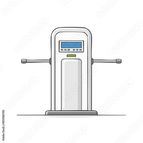 Automated turnstile ticket barrier illustration for access control system entry.