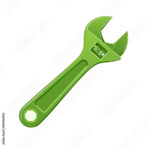 Green adjustable wrench tool illustration, hand tool for mechanics, repair equipment, spanner, repair shop equipment, hand tools, spanners and wrenches, industrial tool