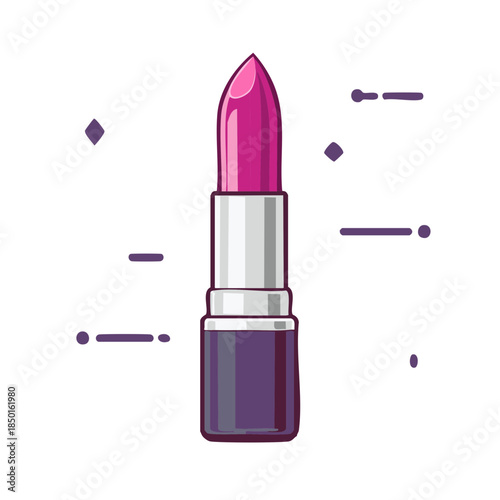 Elegant Magenta Lipstick Beauty Product Illustration for Cosmetics Ads