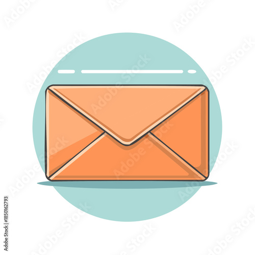 Envelope Illustration with Soft Shadow and Teal Backdrop for Communication and Mailing Purposes
