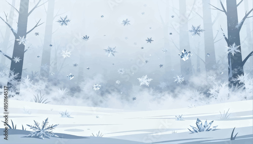 Cold fog the soft frosty fog, frost and crystalline dust in the air creates a feeling of coldness and silence. It can be used in horror, winter scenes and atmospheric screensavers. Vector. EPS.