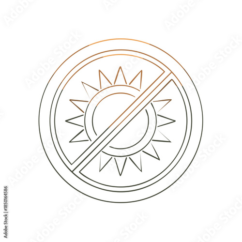 Sun with prohibition sign for UV ray protection sunblock safety