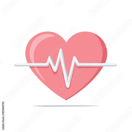 Pink heart with electrocardiogram line vector illustration, concept of healthcare, medical diagnosis, cardiology icon