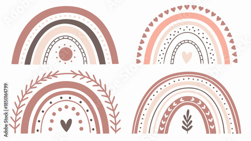 Boho Rainbow Vector Set Neutral Earth Tones for Nursery Decor Baby Shower Invitations Kids Room Wall Art and Children's Product Design