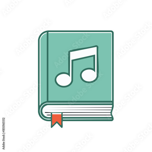 Musical Note Book Icon Teal Color Flat Design Illustration