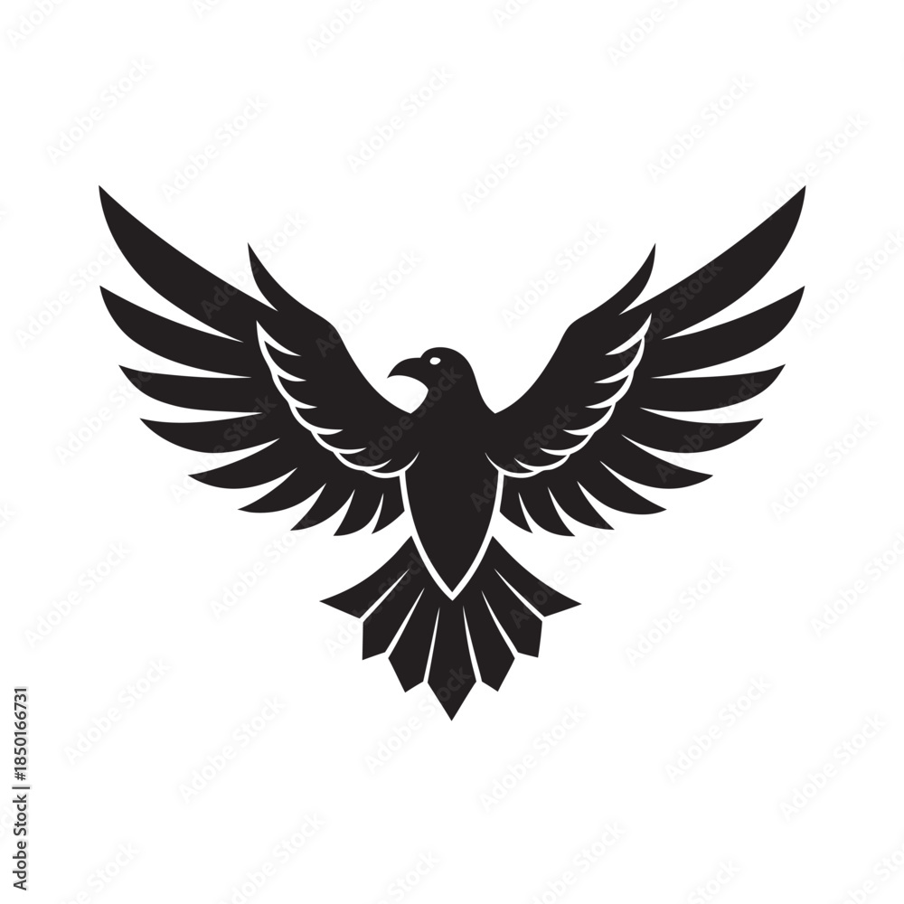 Obraz premium Flat Style Flying Eagle Majestic Bird Silhouette