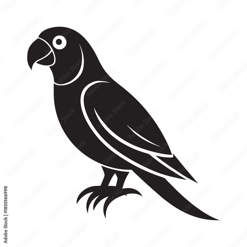 Obraz premium Flat Style Perching Parrot Tropical Bird Silhouette