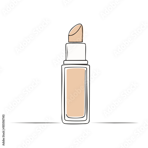 Beige Concealer Stick in Hand Drawn Style Isolated on White Background