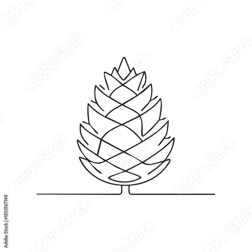 Minimalist pine cone outline drawing representing nature and autumn's simplicity for graphic design projects