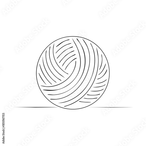 Single Yarn Ball Sketch: Fiber, Threads, Knitting Supplies Art