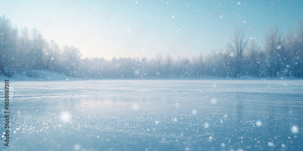 Fototapeta premium Ice-skating rink cover, sports facility protection for weather resistance in winter