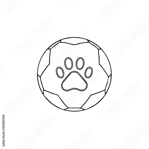 Soccer ball with a dog paw print for pet lovers sports and leisure activities