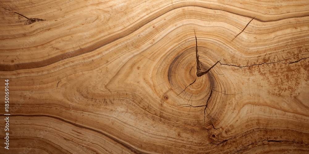 Fototapeta premium Wavy oak sawn along the trunk forming a textured wooden surface, ideal for UI backdrop and design projects, Earth Day