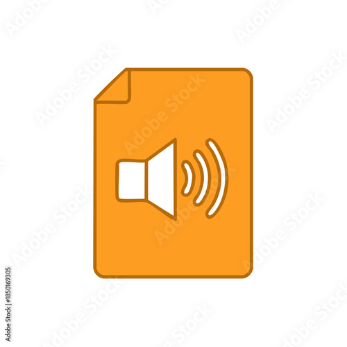 Audio file icon representation with sound waves emanating from speaker in vector format