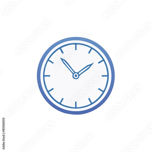 Minimalist Clock Face Indicating Time Passage in Gradient Blue Hues