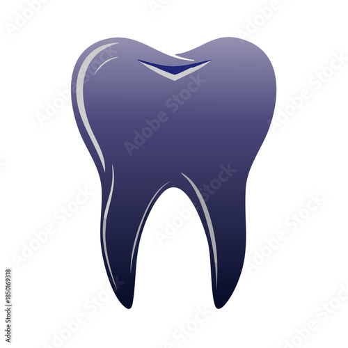 Purple Gradient Tooth Illustration on White Background Medical Dental Healthcare Hygiene Graphic Art Vector Design