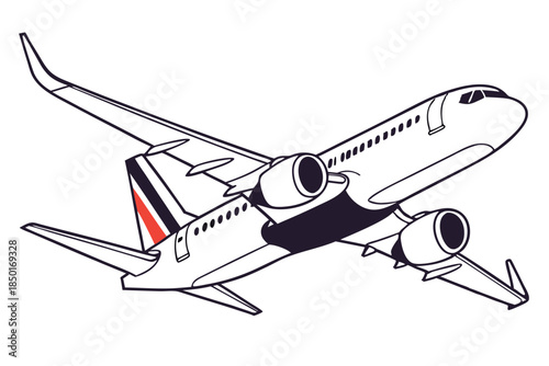 Passenger Airplane Commercial Aircraft Vector Illustration On White Background