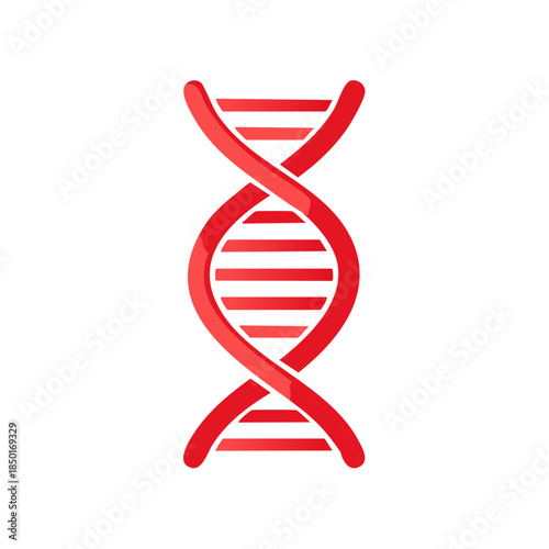 Red DNA Double Helix Illustrates Genetic Code, Biology and Scientific Research