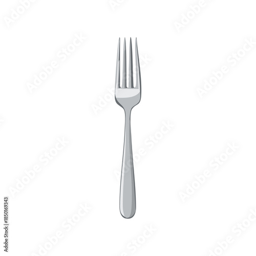 Elegant Silver Fork Illustration Simple Dining Utensil Metal Cutlery Food Service Kitchenware Isolated Object