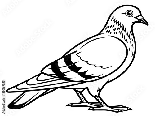 Pigeon Bird Flying Vector Illustration Isolated On White Background