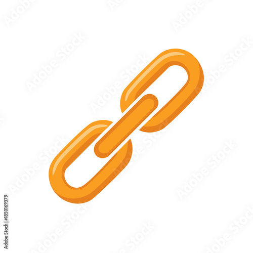 Linked connection shiny golden metallic chain link icon sign symbol illustration