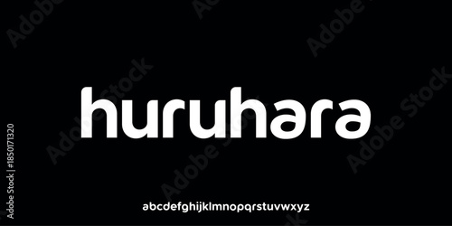 Vector illustration of a modern sans serif style alphabet font with soft and friendly rounded letter shapes.