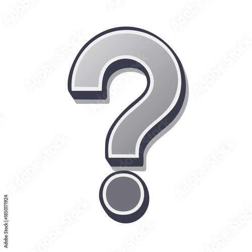 Three dimensional gray question mark symbol floating with a dark shadow effect