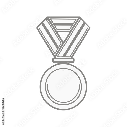 Minimalist Icon: Simple, Elegant Outline of a Medal Hanging From a Striped Ribbon for Achievement or Winning