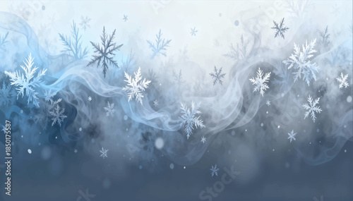 Cold fog the soft frosty fog, frost and crystalline dust in the air creates a feeling of coldness and silence. It can be used in horror, winter scenes and atmospheric screensavers. Vector. EPS_03.