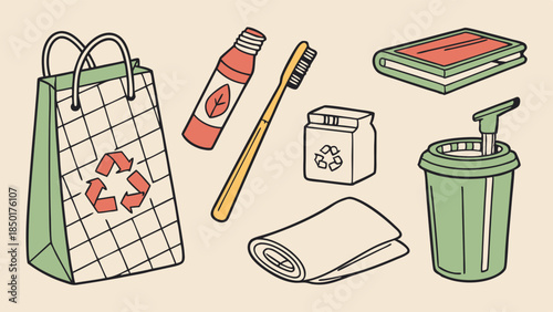 Sustainable Eco-Friendly Products for Zero Waste Living. Green Lifestyle Essentials for Environmental Responsibility and Conscious Consumerism.