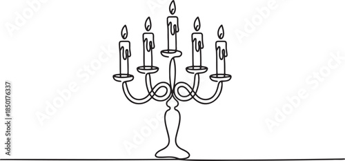 Candlestick continuous line drawing vector illustration isolated on transparent background for luxury and elegance concept