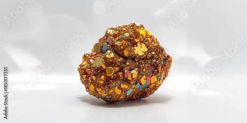 Close-up of colorful copper sulfide mineral under magnification, highlighting ore analysis and mineral composition