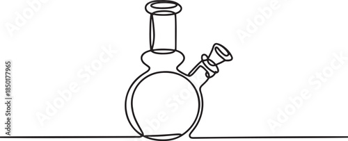 Continuous line drawing of a smoking bong isolated on a transparent background