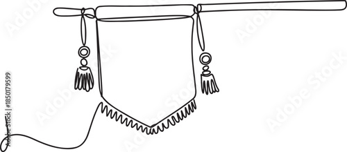 One line drawing of a curtain with tassels continuous home decor vector illustration