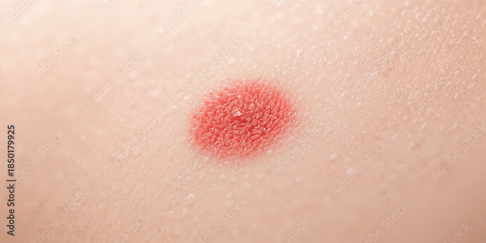 Fototapeta premium Skin with a red scratch mark, indicating irritation and rash, skin health awareness