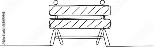 Road barrier construction safety in single line drawing