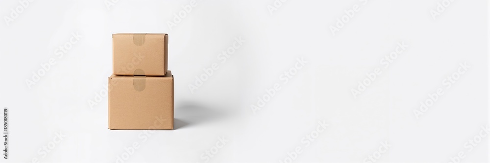 Obraz premium Stacked boxes on a white background used for layout or presentation, organization and structure