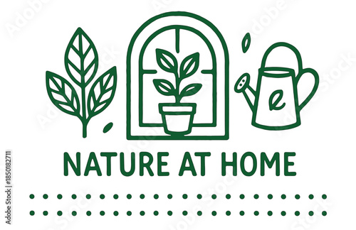 Nature at home: indoor gardening with plants and watering can
