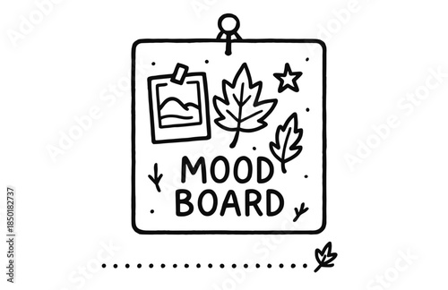 Creative mood board with leaves and photos drawing